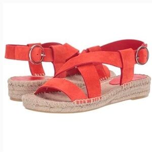 Via Spiga Gia Orange Suede Espadrille Sandals with Strappy Design Size 9